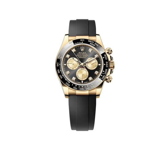 Daytona 40mm Yellow Gold Black and Golden Diamond Dial Oysterflex 126518LN
