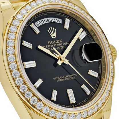 Day-Date 40mm Presidential 228348RBR Diamond Bezel Baguette Black Dial