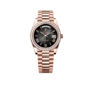 Rolex Day-Date 40 228345 Rose Gold Black Dial Diamond Bezel