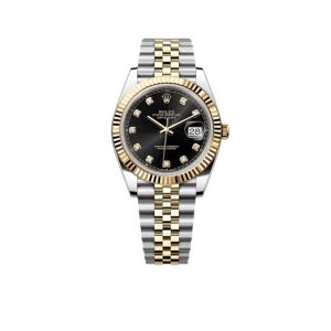 Rolex Datejust 41mm Stainless Steel Yellow Gold Black Diamond Dial Jubilee 126333-006